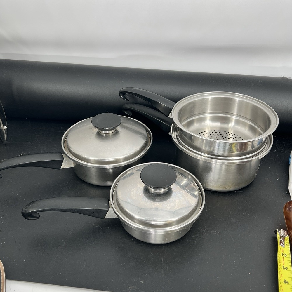 Vtg 6 pcs Seal-O-Matic‎ Thermium Multi-Plex Stainless Steel Made In USA